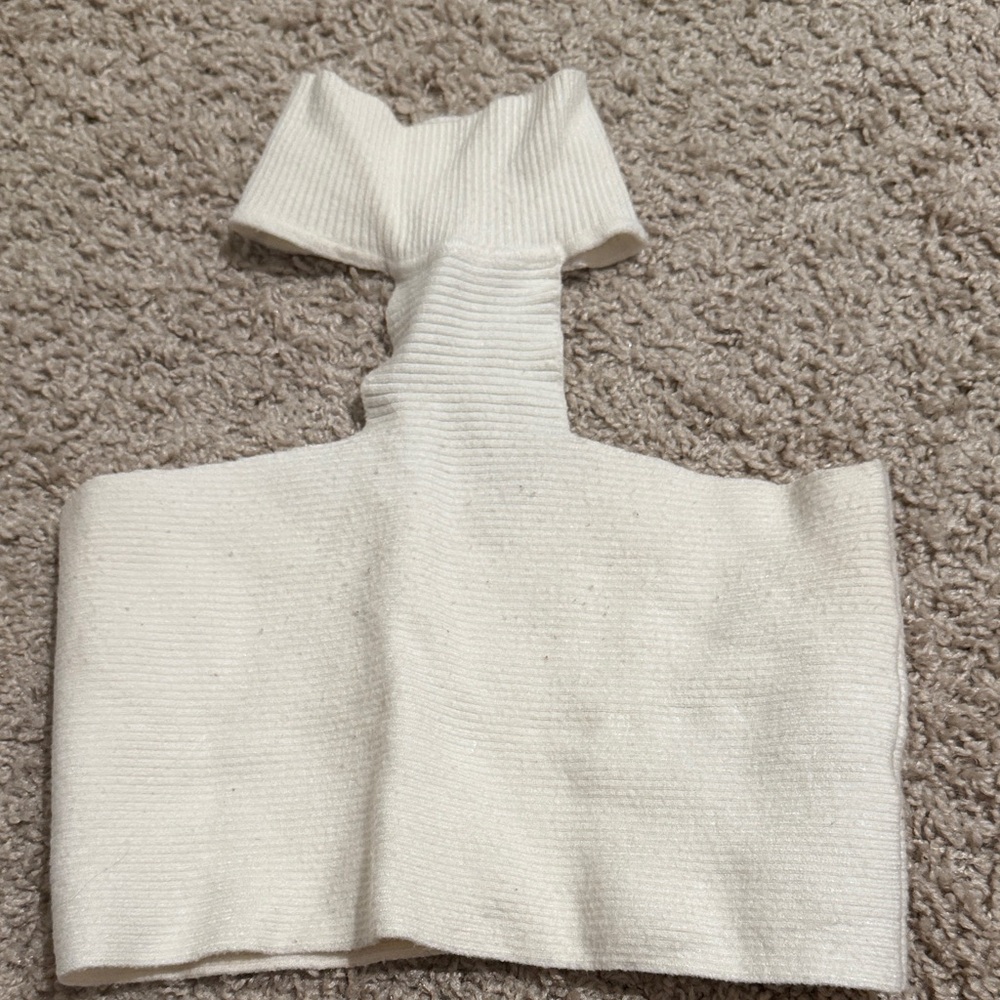 Edikted White Ribbed Crop Top